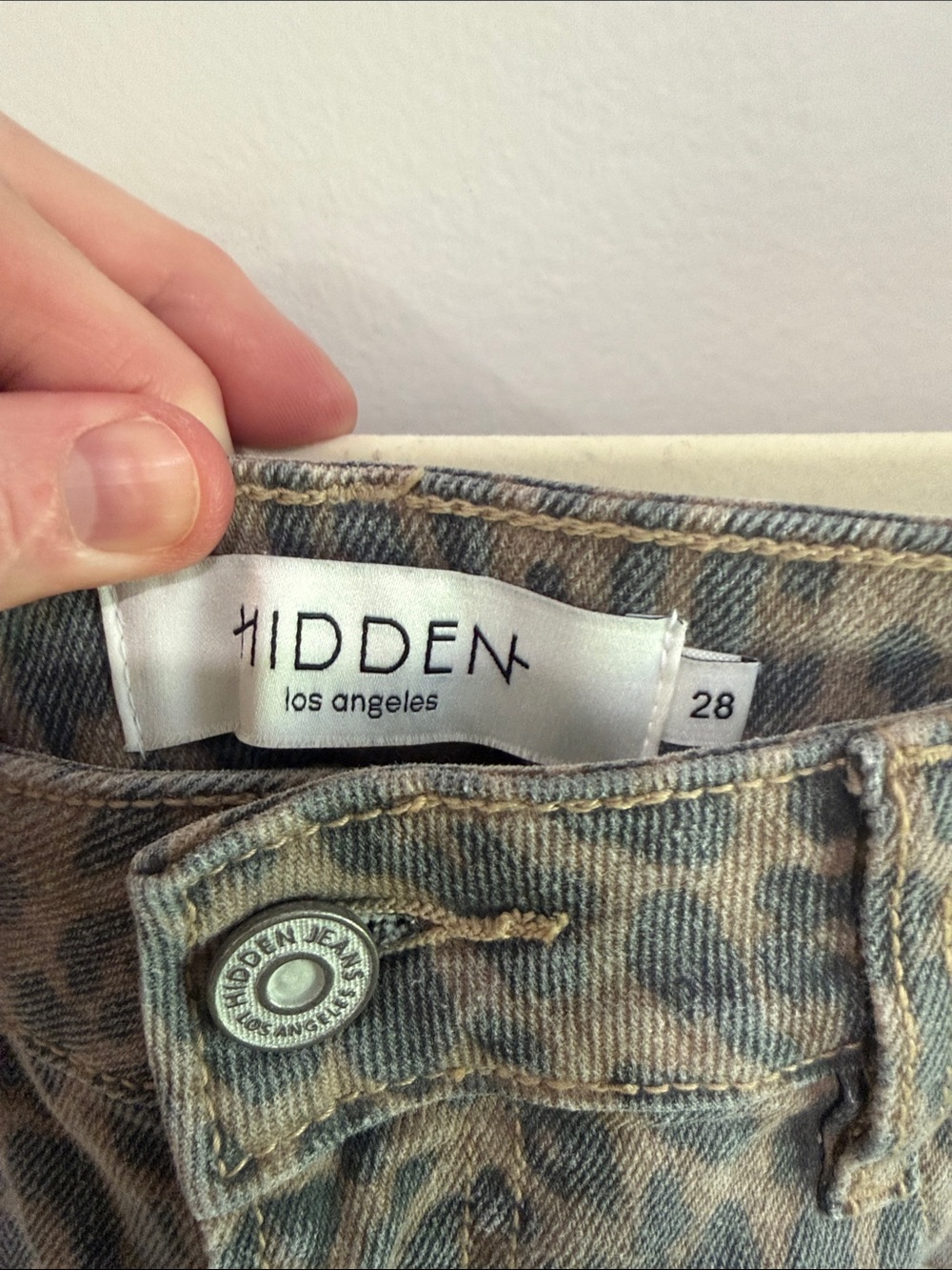 Hidden Leopard Print Wide Leg Cargo Jeans - Gray/Brown - Picture 3 of 11